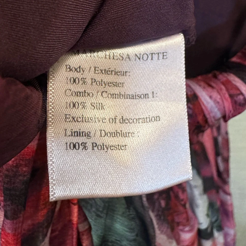 Marchesa Notte Plum Floral Print Chiffon Gown Maxi Dress in Size 10 - Picture 6 of 9